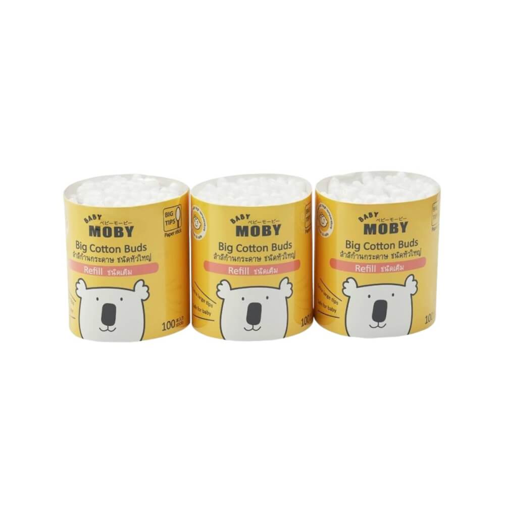 คอตตอนบัตหัวใหญ่ แบบเติม Big Cotton Buds BABY MOBY